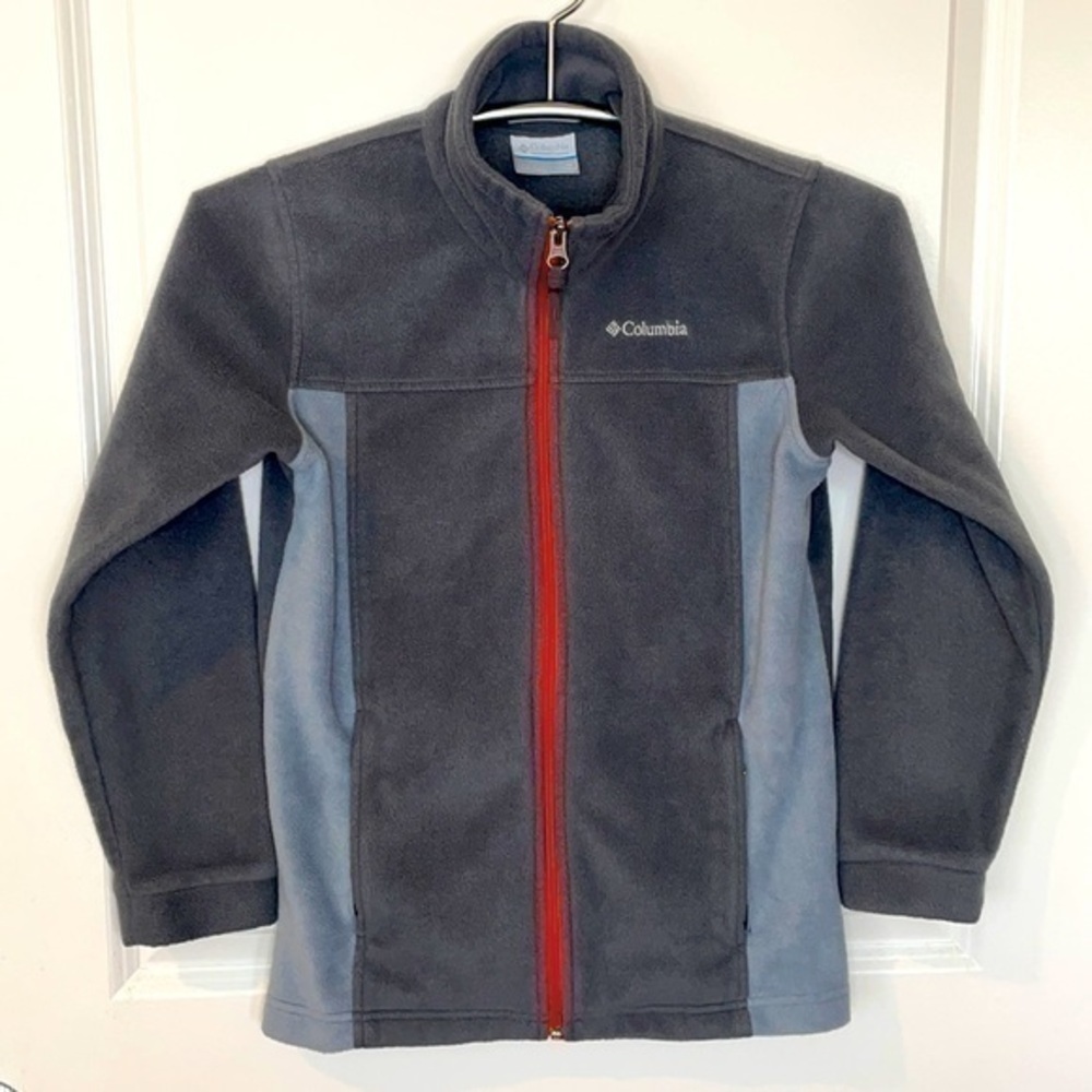 COLUMBIA | Youth Size Medium COLUMBIA Gray Orange Full Zip Collared Sweatshirt